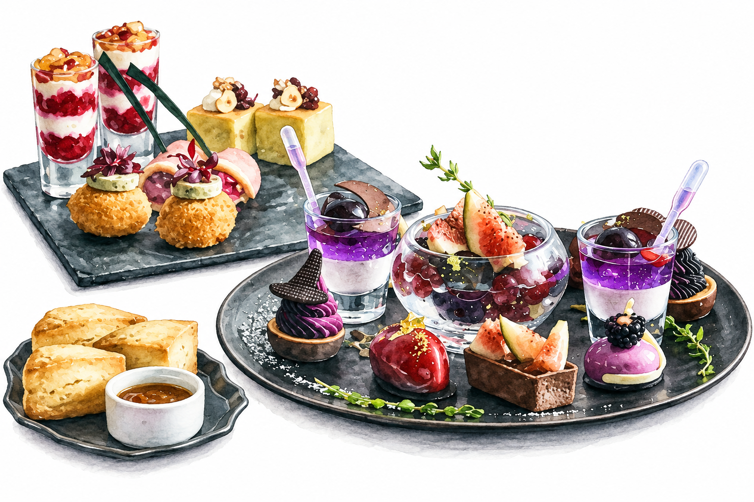 Grape & Fig Halloween Afternoon Teaの水彩画